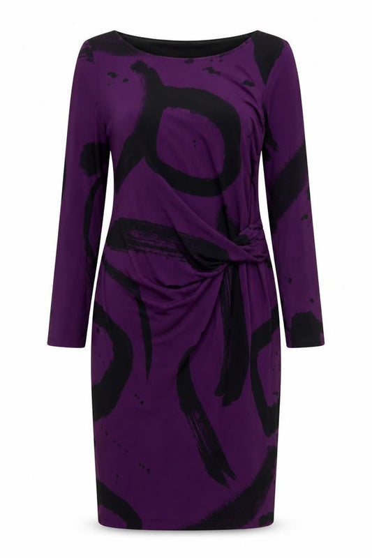 Betty Jackson Black Women’s Purple Sheath Dress Size 16 Ruched