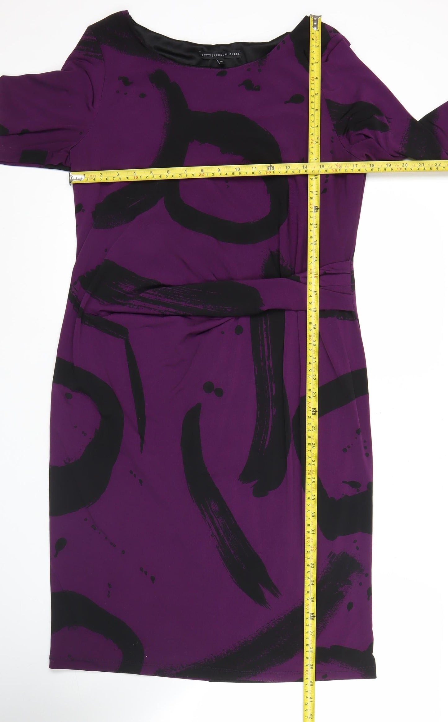 Betty Jackson Black Women’s Purple Sheath Dress Size 16 Ruched