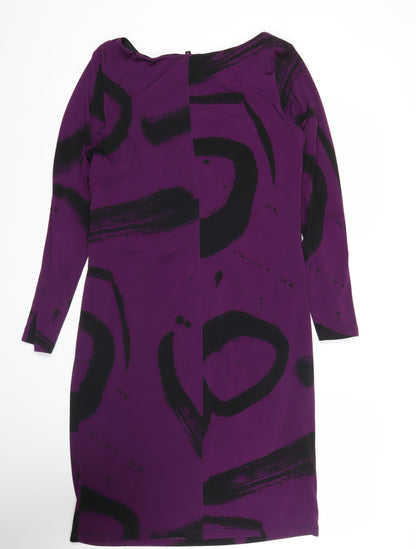 Betty Jackson Black Women’s Purple Sheath Dress Size 16 Ruched
