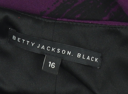 Betty Jackson Black Women’s Purple Sheath Dress Size 16 Ruched