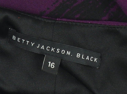 Betty Jackson Black Women’s Purple Sheath Dress Size 16 Ruched