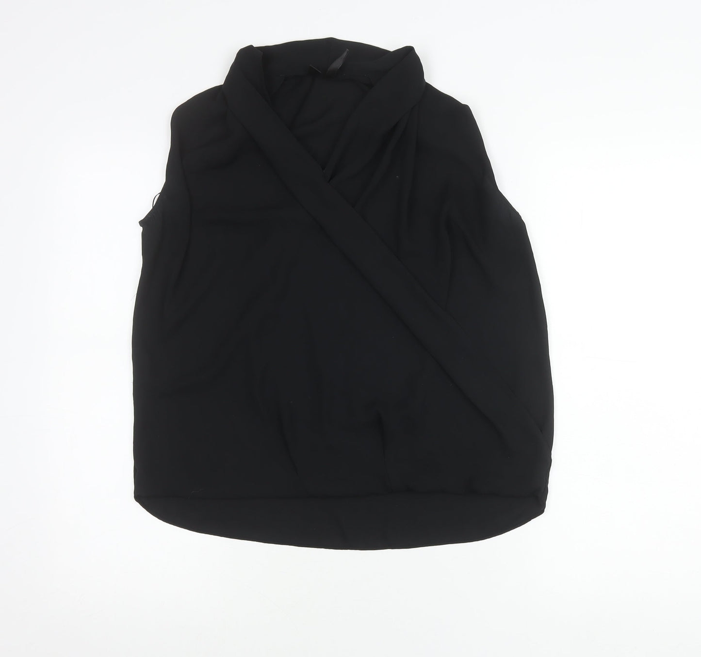 Mango Women’s Black XS Wrap Cowl Neck Sleeveless Blouse