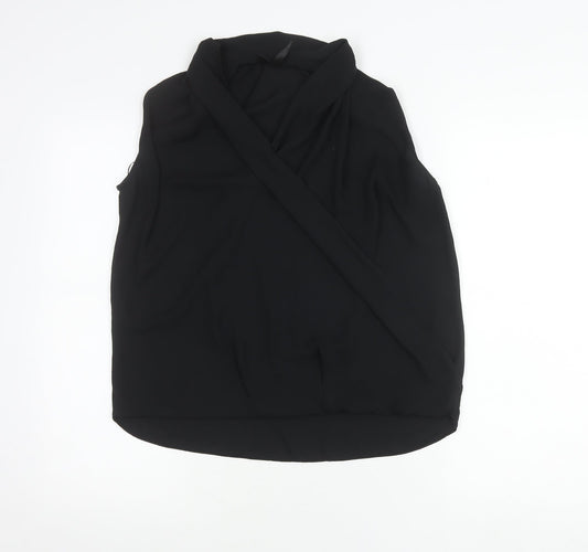 Mango Women’s Black XS Wrap Cowl Neck Sleeveless Blouse