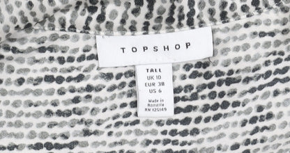 Topshop Women’s Black Animal Print Button-Up Blouse UK 10 Tall