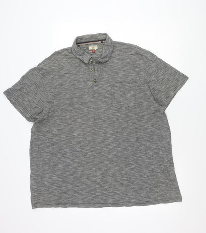 Next Men's Grey Striped Polo Shirt Size 2XL Regular Fit Cotton Blend
