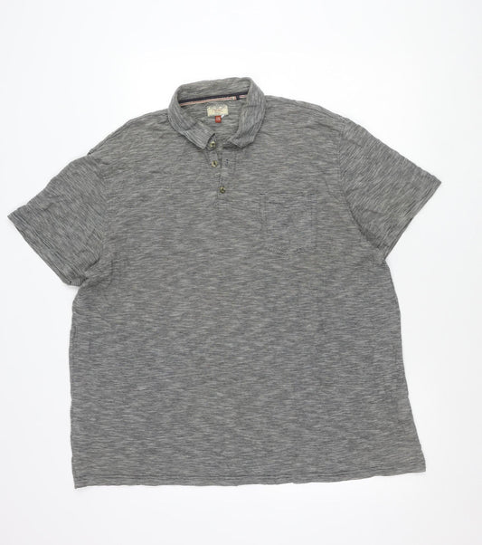 Next Men's Grey Striped Polo Shirt Size 2XL Regular Fit Cotton Blend