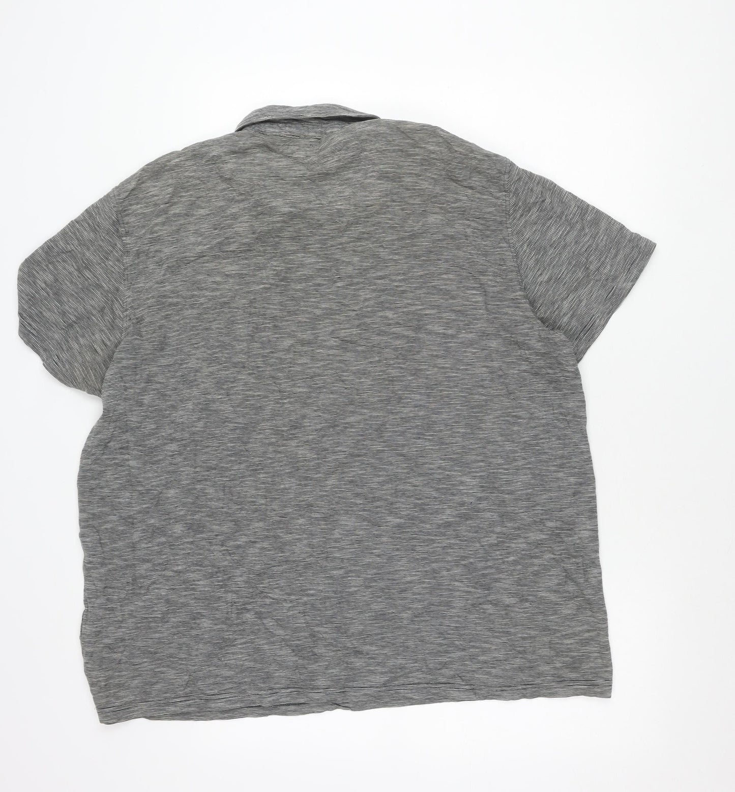 Next Men's Grey Striped Polo Shirt Size 2XL Regular Fit Cotton Blend