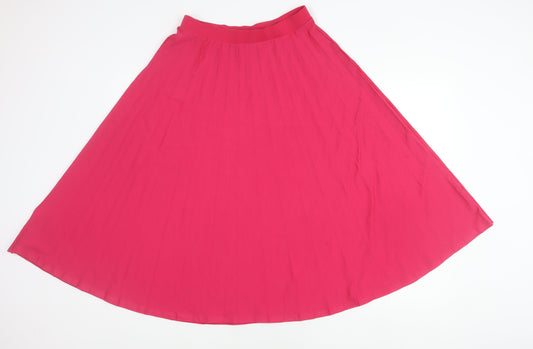 Marks and Spencer Womens Pink Midi Pleated Skirt Size 10