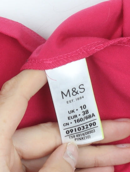 Marks and Spencer Womens Pink Midi Pleated Skirt Size 10