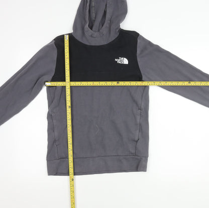 The North Face Boys Grey Black Logo Pullover Hoodie XL Cotton Blend