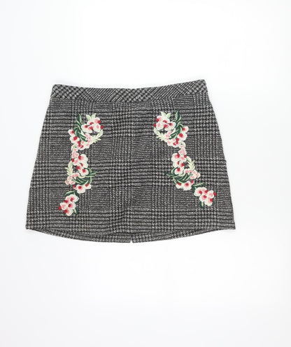 George Women’s Grey Check Floral Embroidered Pencil Skirt Size 14