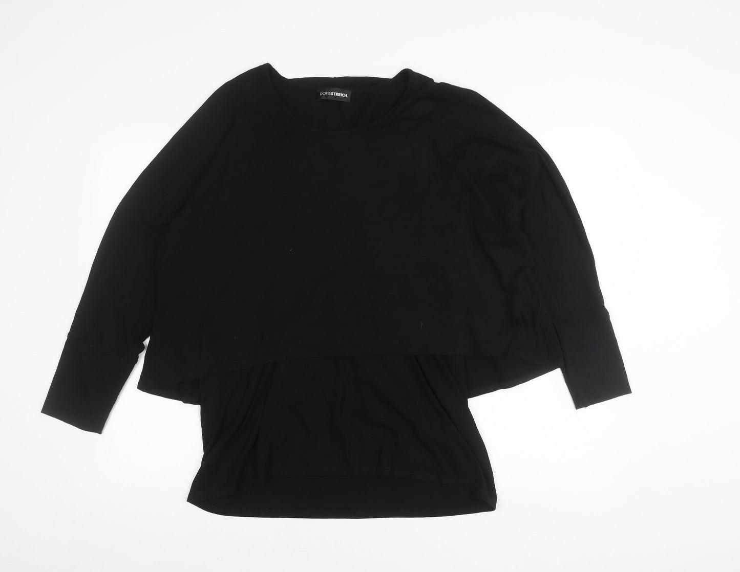 Doris Streich Womens Black Tunic Top Size 14 Long Sleeve Relaxed Fit