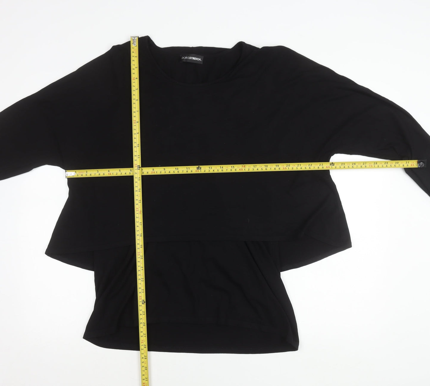 Doris Streich Womens Black Tunic Top Size 14 Long Sleeve Relaxed Fit