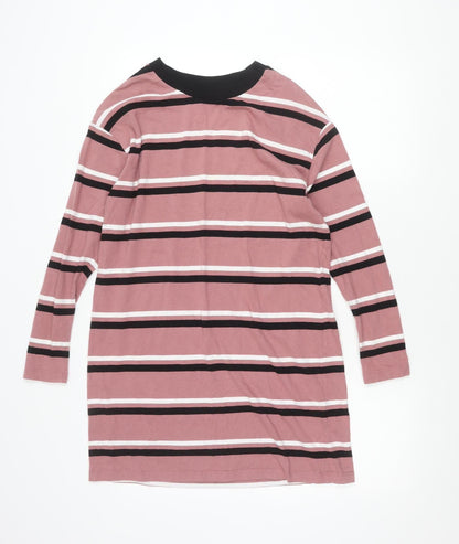 ASOS DESIGN Womens Pink Striped Long Sleeve Cotton T-Shirt Size 8