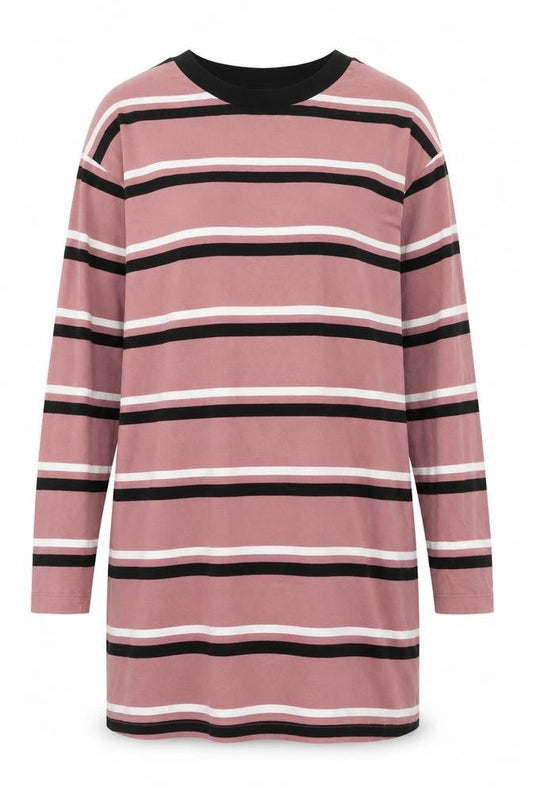 ASOS DESIGN Womens Pink Striped Long Sleeve Cotton T-Shirt Size 8