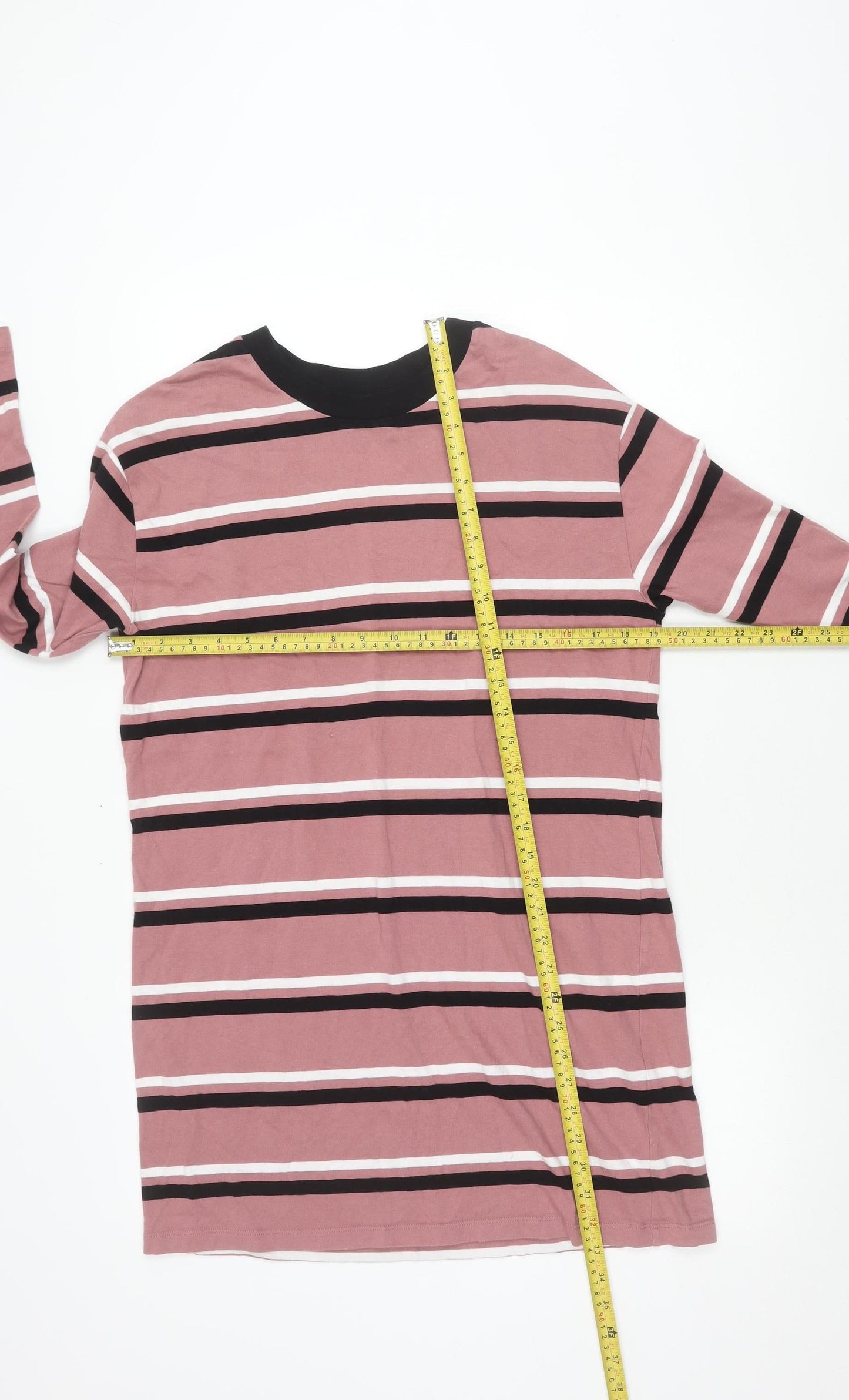 ASOS DESIGN Womens Pink Striped Long Sleeve Cotton T-Shirt Size 8
