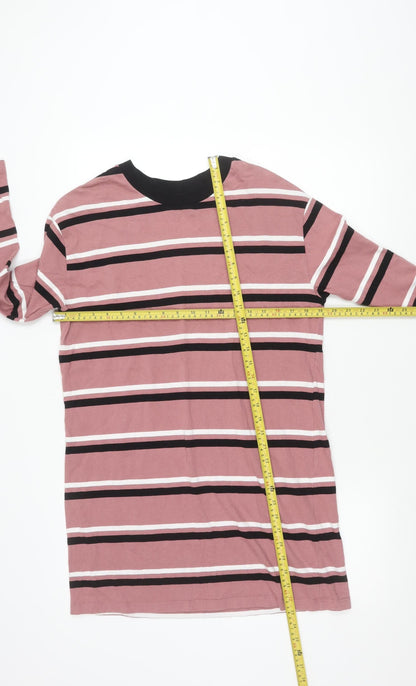 ASOS DESIGN Womens Pink Striped Long Sleeve Cotton T-Shirt Size 8