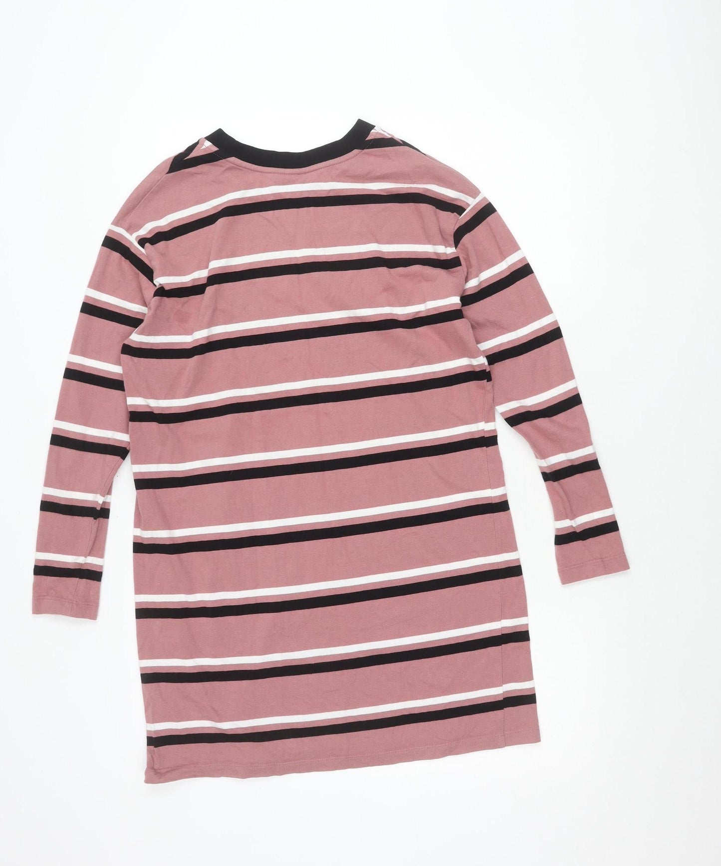 ASOS DESIGN Womens Pink Striped Long Sleeve Cotton T-Shirt Size 8