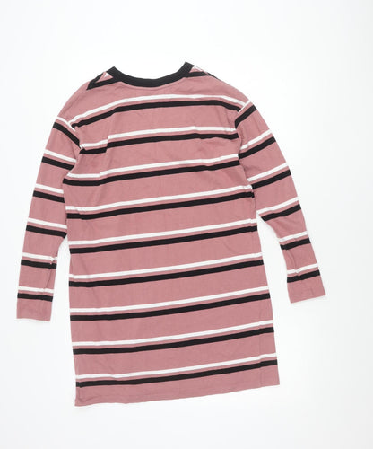ASOS DESIGN Womens Pink Striped Long Sleeve Cotton T-Shirt Size 8