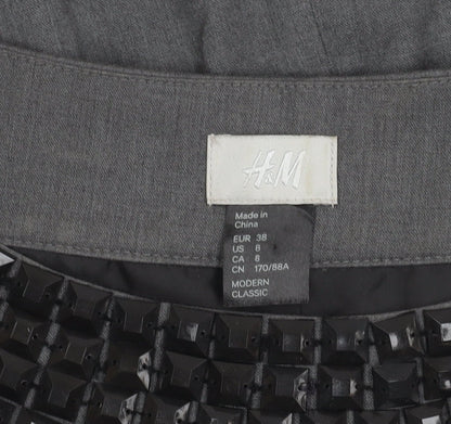 H&M Women’s Grey Sheath Dress Size 10 Sleeveless Beaded Neckline