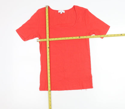 RR Womens Red Scoop Neck Short Sleeve Jersey T-Shirt Size L