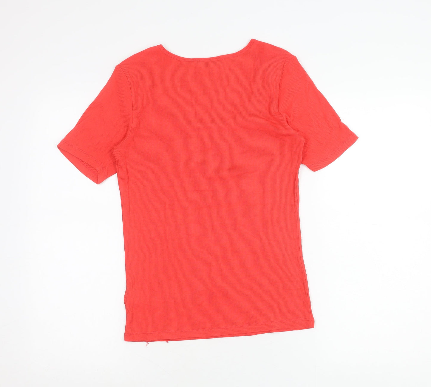 RR Womens Red Scoop Neck Short Sleeve Jersey T-Shirt Size L