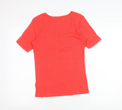 RR Womens Red Scoop Neck Short Sleeve Jersey T-Shirt Size L