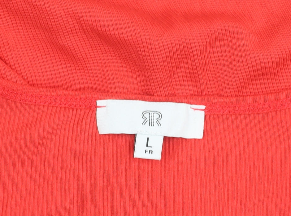 RR Womens Red Scoop Neck Short Sleeve Jersey T-Shirt Size L