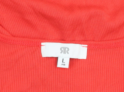 RR Womens Red Scoop Neck Short Sleeve Jersey T-Shirt Size L