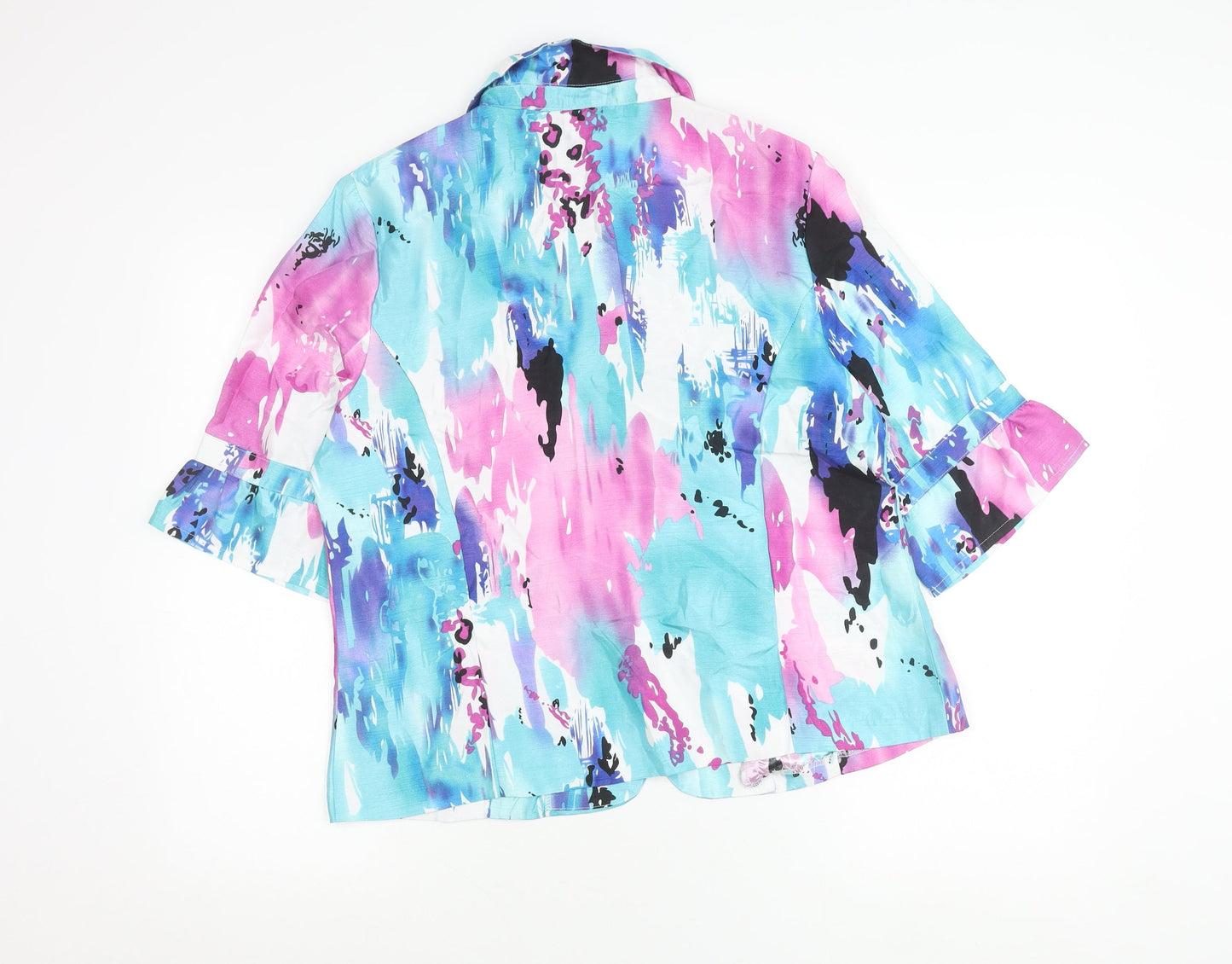 N Touch Womens Multicoloured Size 10 Button-Up Shirt 3/4 Sleeve Polyester