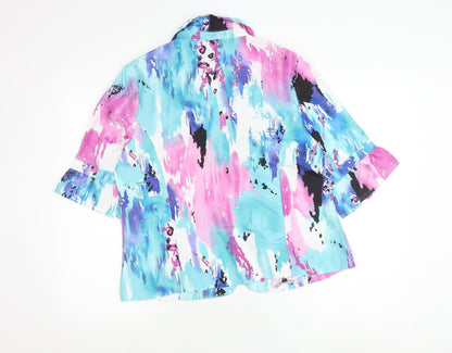 N Touch Womens Multicoloured Size 10 Button-Up Shirt 3/4 Sleeve Polyester