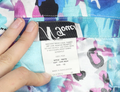 N Touch Womens Multicoloured Size 10 Button-Up Shirt 3/4 Sleeve Polyester