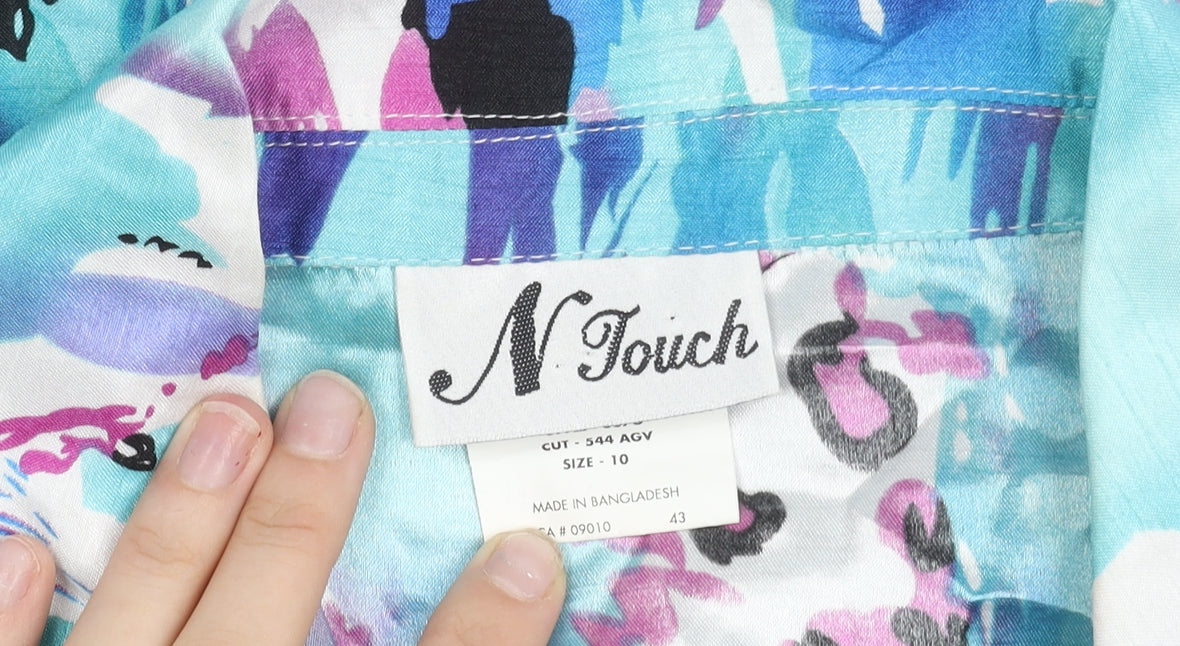 N Touch Womens Multicoloured Size 10 Button-Up Shirt 3/4 Sleeve Polyester