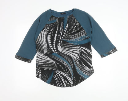 Next Women’s Blue Black Abstract Print Jersey Blouse Size 10