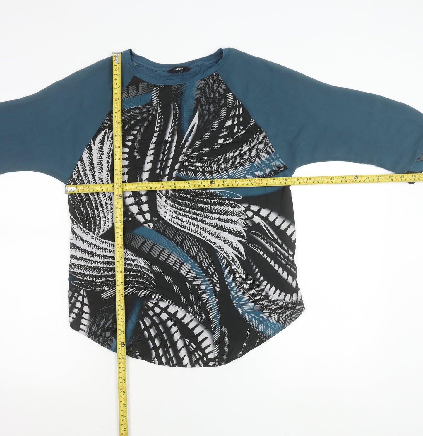 Next Women’s Blue Black Abstract Print Jersey Blouse Size 10