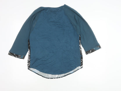 Next Women’s Blue Black Abstract Print Jersey Blouse Size 10