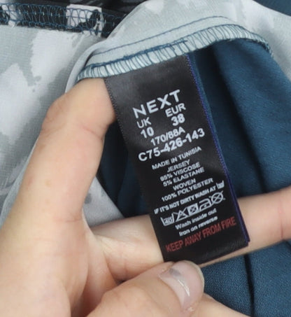 Next Women’s Blue Black Abstract Print Jersey Blouse Size 10