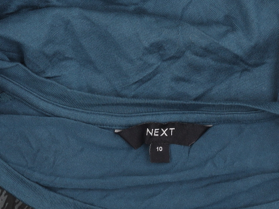 Next Women’s Blue Black Abstract Print Jersey Blouse Size 10