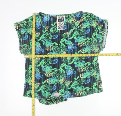 Next Women’s Multicoloured Floral Cotton Tie Front Blouse Size 16