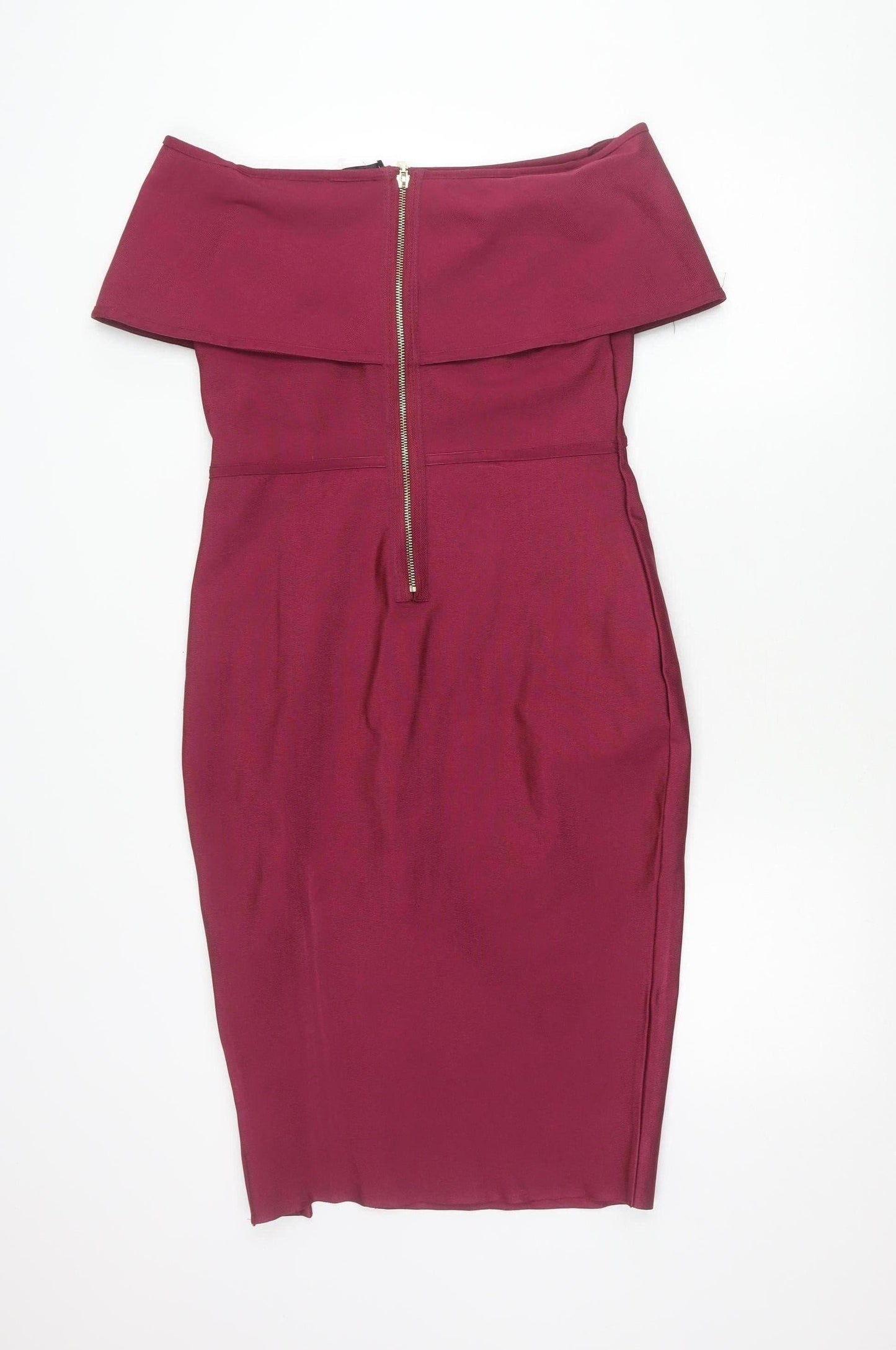 M Women Red Off Shoulder Bodycon Knee Length Dress Size 12