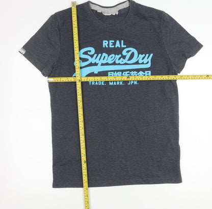 Superdry Mens Grey Graphic Logo T-Shirt Size L Short Sleeve Crew Neck