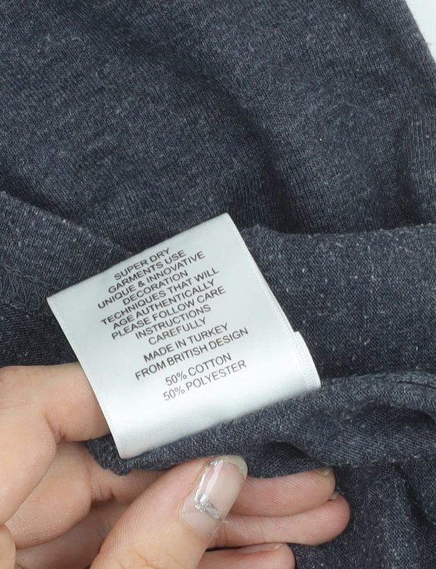 Superdry Mens Grey Graphic Logo T-Shirt Size L Short Sleeve Crew Neck