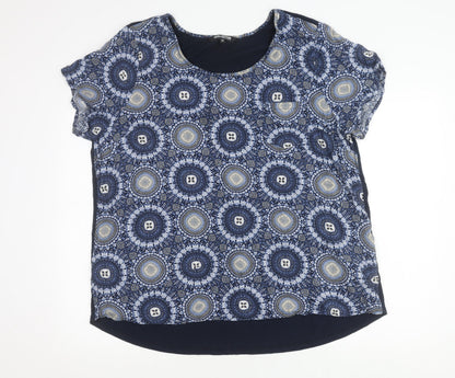 Debenhams Women’s Blue Geometric Tunic Blouse Size 20 Short Sleeve