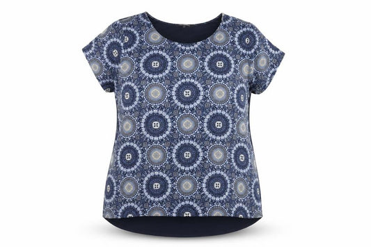 Debenhams Women’s Blue Geometric Tunic Blouse Size 20 Short Sleeve