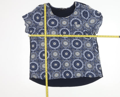 Debenhams Women’s Blue Geometric Tunic Blouse Size 20 Short Sleeve