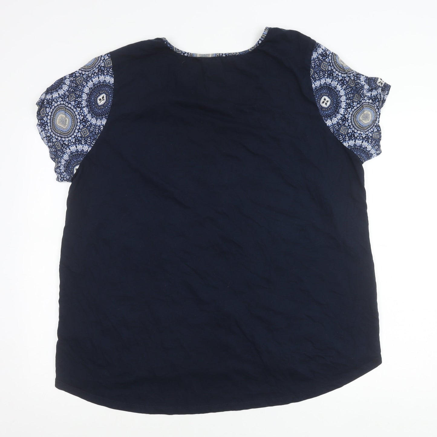 Debenhams Women’s Blue Geometric Tunic Blouse Size 20 Short Sleeve