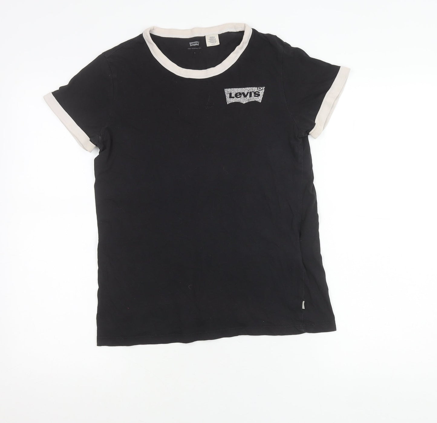 Womens UK Size S Levi's Black Ringer T-Shirt