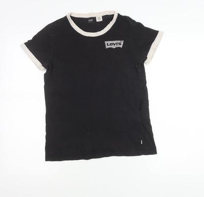 Womens UK Size S Levi's Black Ringer T-Shirt