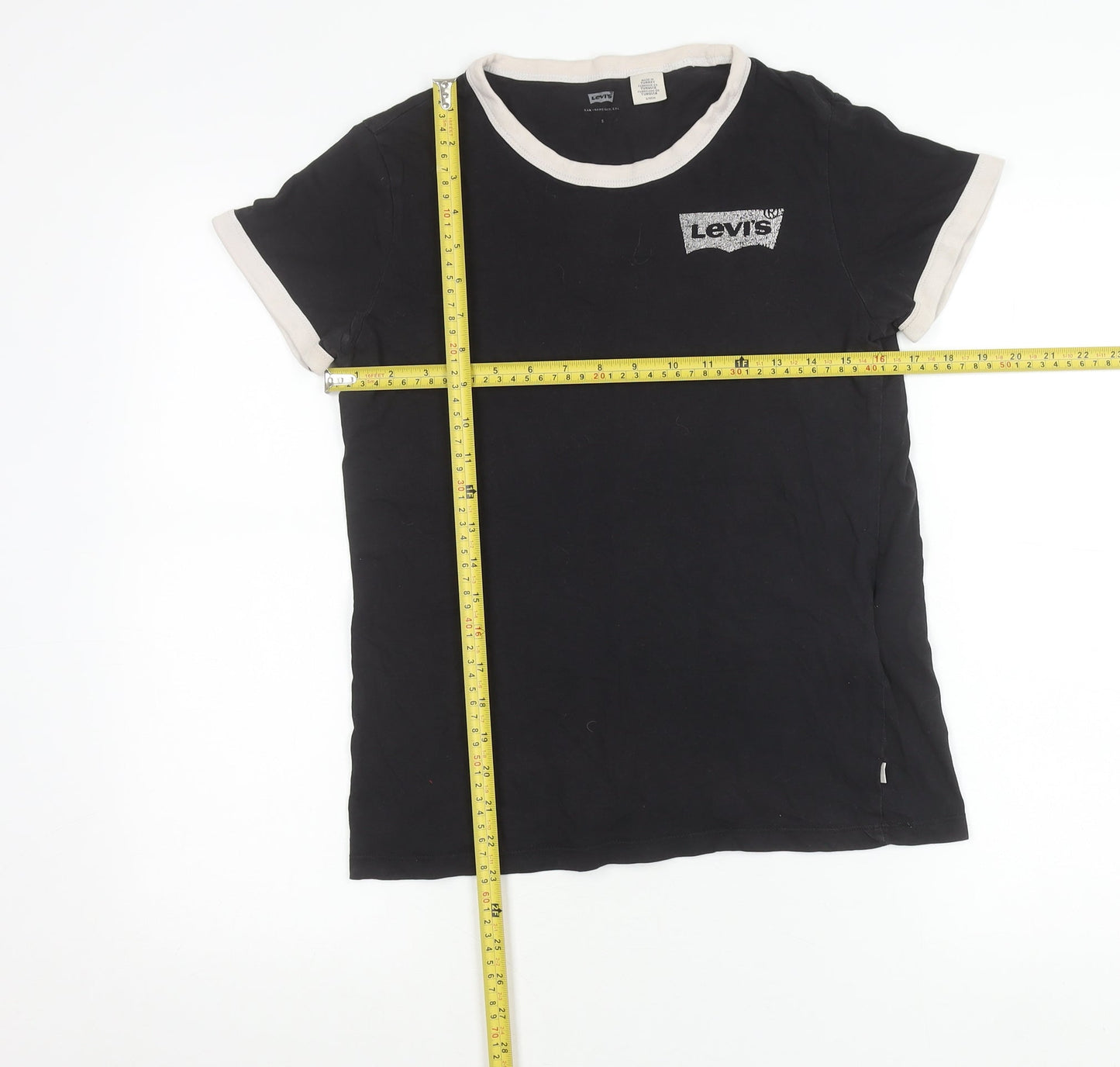 Womens UK Size S Levi's Black Ringer T-Shirt