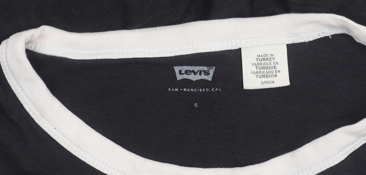 Womens UK Size S Levi's Black Ringer T-Shirt